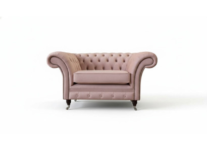 Chesterfield diseño sillón rosa tapizado tela de lujo sofá 1 plaza