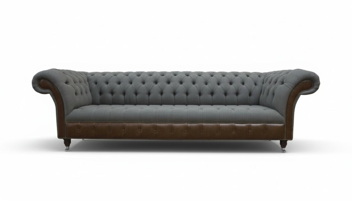 Inglés Chesterfield Sofá de lujo de tela 4 plazas Diseño de tapicería Sofás de tela