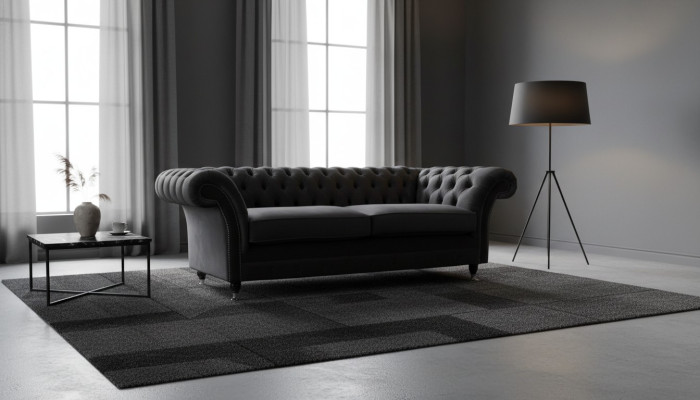 Sofá de 3 plazas para sala de estar de lujo, muebles de diseñador tapizados Chesterfield nuevos.