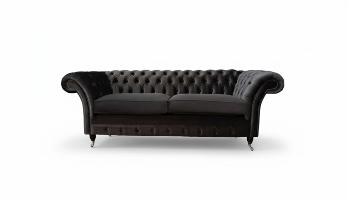 Sofá de 3 plazas para sala de estar de lujo, muebles de diseñador tapizados Chesterfield nuevos.