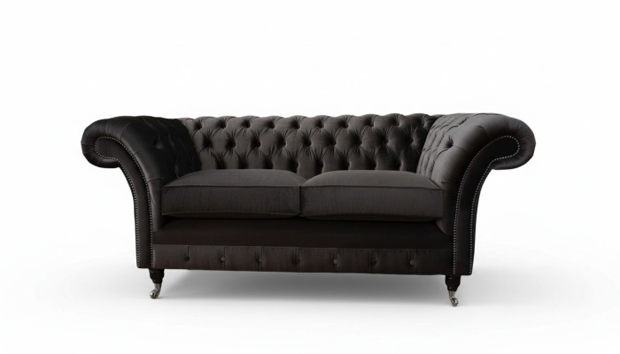 Sofá de tela Chesterfield de 2 plazas, diseño tapizado de lujo, sofá de tela.