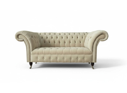 Sofá de dos plazas tapizado de lujo Chesterfield nuevo de tela.