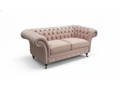 Sofá de 2 plazas Chesterfield de diseño de sala de estar, tapizado en textil, nuevo.