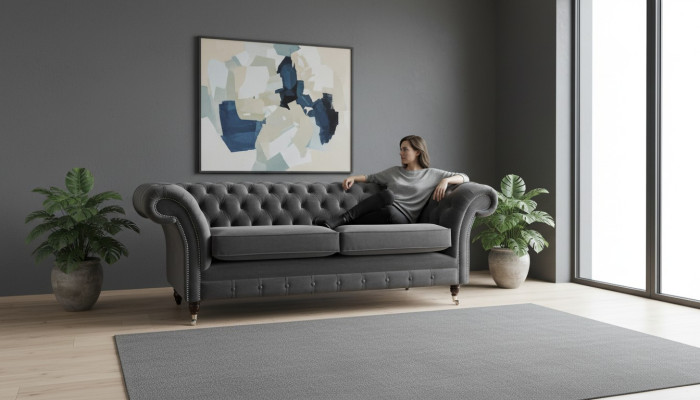 Sofá de 3 plazas de lujo en textil Chesterfield Sofás tapizados de diseño.