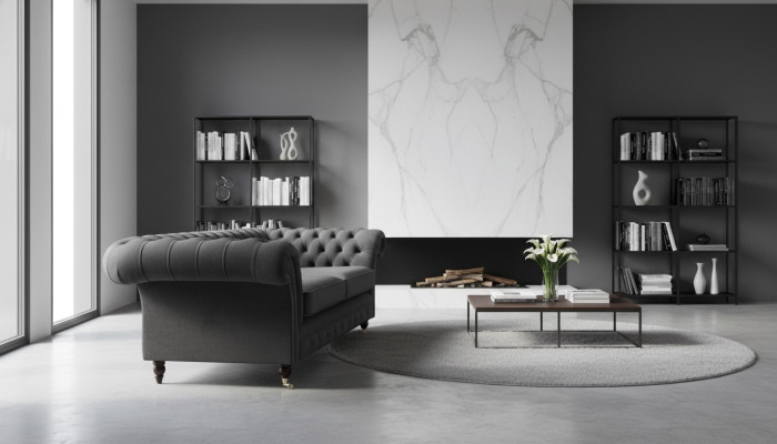 Sofá de 3 plazas de lujo en textil Chesterfield Sofás tapizados de diseño.
