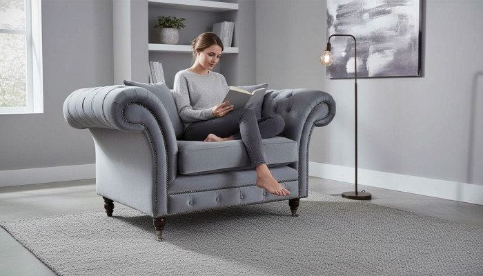 Diseño de sofá individual Chesterfield de tela, sillón tapizado 1 plaza Sofás Lounge nuevo.
