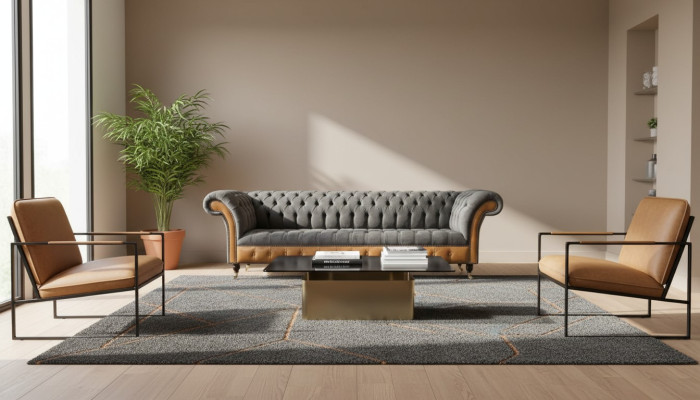 Sofá Chesterfield de 4 plazas Lujo Gran sofá Tapicería 300cm Diseño