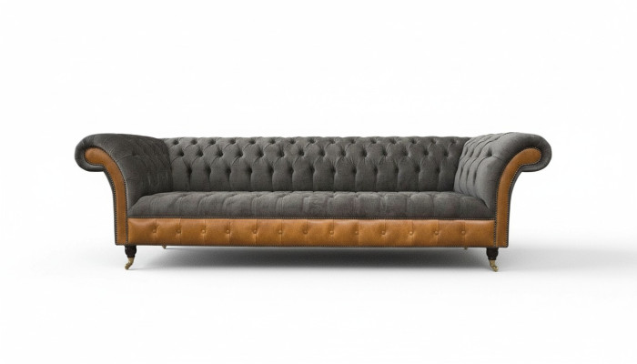 Sofá Chesterfield de 4 plazas Lujo Gran sofá Tapicería 300cm Diseño