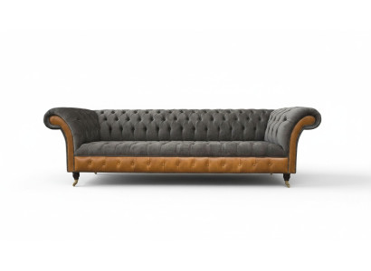 Sofá Chesterfield de 4 plazas Lujo Gran sofá Tapicería 300cm Diseño