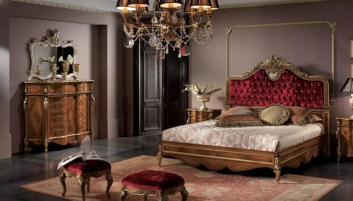 Dormitorio Muebles conjunto de 5 piezas Cama 2x Mesitas de noche Cómoda Clásico Madera