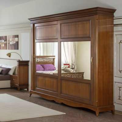 Muebles de dormitorio Armario con espejo Diseño de madera maciza Italia