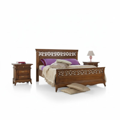 Cama 2x Mesitas de noche 3 piezas Conjunto de dormitorio Diseño Moderno Lujo Camas