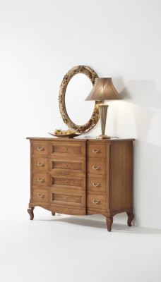 Cómoda de dormitorio con espejo Set de muebles de lujo modernos de 2 piezas de madera nueva