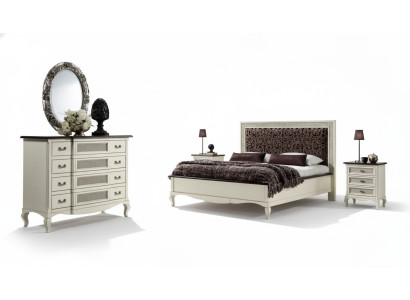 Cama 2x mesitas de noche 5 piezas Muebles italianos Aparador Dormitorio Madera