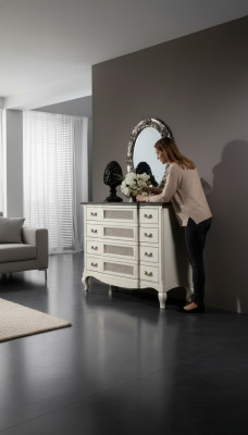 Muebles de diseño italiano de madera estilo 2 piezas con espejo nuevo.