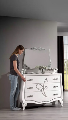 Aparador cómoda de diseñador de lujo blancas de madera modernas y nuevas.