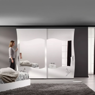 Armario de madera maciza moderno para dormitorio blanco, nuevo.