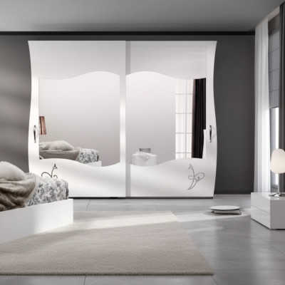 Armario de madera maciza moderno para dormitorio blanco, nuevo.