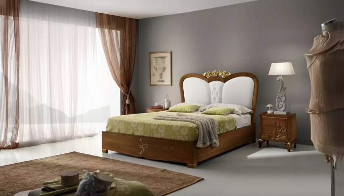 Conjunto de dormitorio Cama + 2 mesitas de noche Camas Muebles italianos 3 piezas.