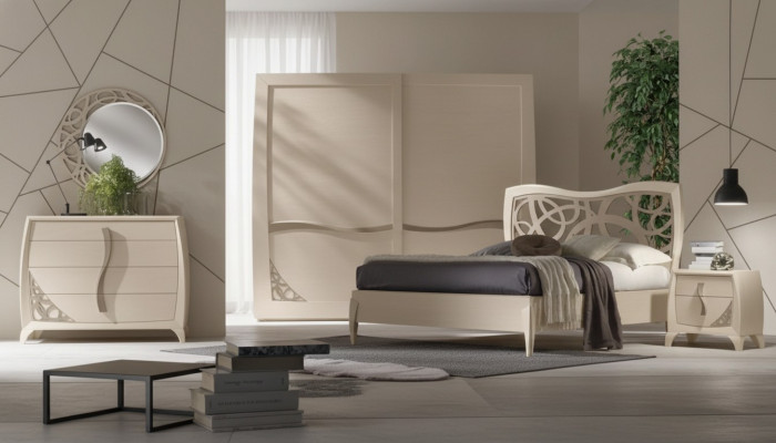 Conjunto completo de dormitorio con diseño moderno de lujo, cama, 2 mesas de noche, 6 piezas, nuevo.