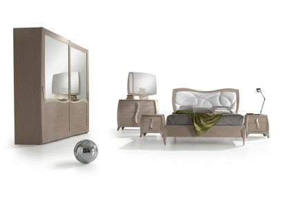Cama 2x mesitas de noche 6 piezas Conjunto de dormitorio Diseño Moderno Lujo Muebles Nuevo