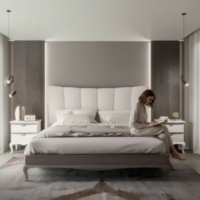 Juego completo de cama 2x mesitas de noche 3 piezas Conjuntos de dormitorio Camas de lujo