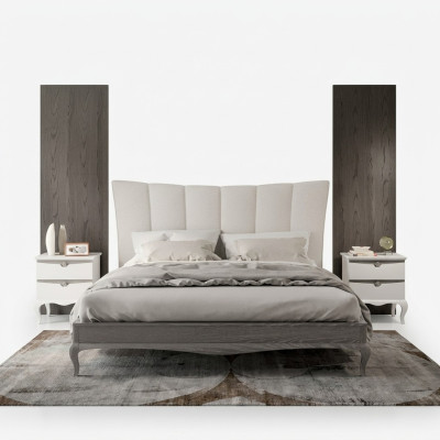 Juego completo de cama 2x mesitas de noche 3 piezas Conjuntos de dormitorio Camas de lujo