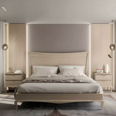 Muebles de diseño moderno de lujo cama 2x mesilla de noche conjunto de dormitorio 3 piezas. Nuevo