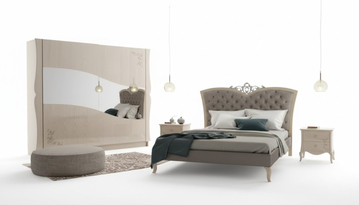 Dormitorio Cama 2x Mesitas de Noche Lujo Juegos de Muebles Completos Habitación 4 piezas.
