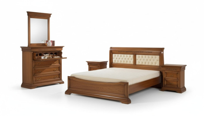 Cama Cama 2x Mesitas de noche Diseño de madera Juegos de 5 piezas para habitación.