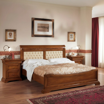 Dormitorio completo cama 2x mesitas de noche Set Muebles de lujo 3 piezas Marrón.