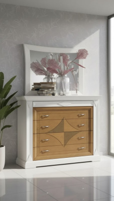 Cómoda con espejo Aparadores de madera Muebles de dos piezas Blanco Italia