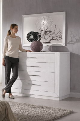 Cómoda moderna de 2 piezas. Conjunto Estilo Moderno Cómoda Espejo Muebles italianos