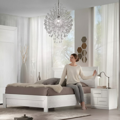 Diseño de dormitorio de 3 piezas Cama de lujo moderna con 2 mesitas de noche, nuevo conjunto de muebles.