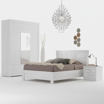 Diseño de dormitorio de 3 piezas Cama de lujo moderna con 2 mesitas de noche, nuevo conjunto de muebles.