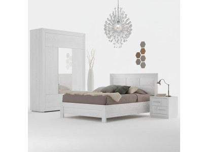 Diseño de dormitorio de 3 piezas Cama de lujo moderna con 2 mesitas de noche, nuevo conjunto de muebles.