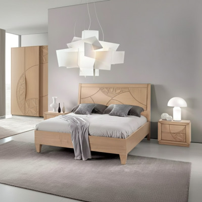 Diseño Dormitorio 3 piezas Cama 2 Mesitas de Noche Moderno Set de Camas de Lujo