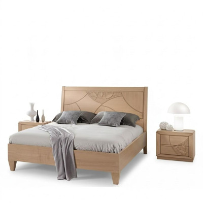Diseño Dormitorio 3 piezas Cama 2 Mesitas de Noche Moderno Set de Camas de Lujo