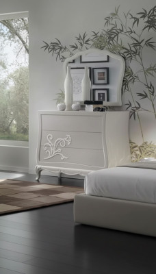 Cómoda de lujo con espejo Consola de cómoda de madera Diseño moderno gris
