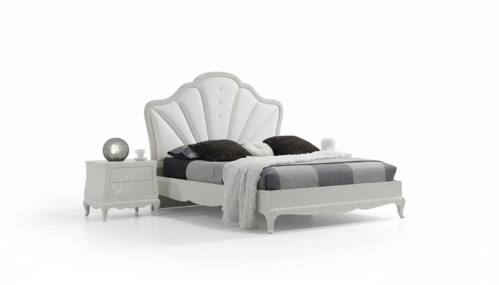 Dormitorio conjunto de 3 piezas Cama 2x mesitas de noche Diseño moderno Gris Camas