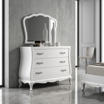 Cómoda con espejo, Muebles modernos de madera, dormitorio blanco, Nuevo
