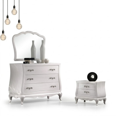 Cómoda con espejo, Muebles modernos de madera, dormitorio blanco, Nuevo