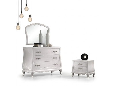 Cómoda con espejo, Muebles modernos de madera, dormitorio blanco, Nuevo