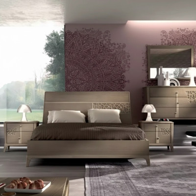 Juegos de dormitorio con cama de diseñador de lujo completo de 2x mesitas de noche, 3 piezas.