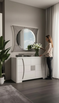 Cómoda con espejo consola de lujo, cómoda dormitorio nuevo de 2 piezas.