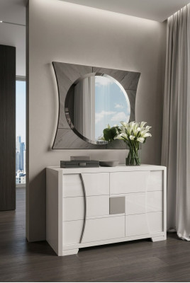 Cómoda con espejo consola de lujo, cómoda dormitorio nuevo de 2 piezas.