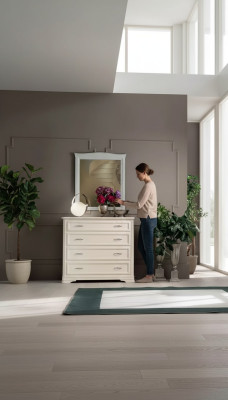 Cómoda con espejo de madera Muebles modernos Beige 2 piezas Nuevo