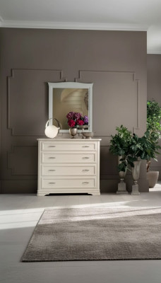 Cómoda con espejo de madera Muebles modernos Beige 2 piezas Nuevo