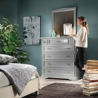 Cómoda con espejo Muebles Cómoda moderna de madera para dormitorio blanco Nuevo