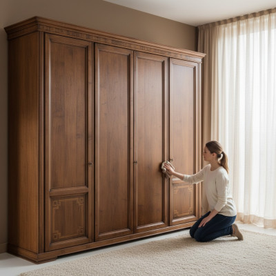 Armario Armario de lujo de madera Diseño Muebles Dormitorio Marrón Nuevo